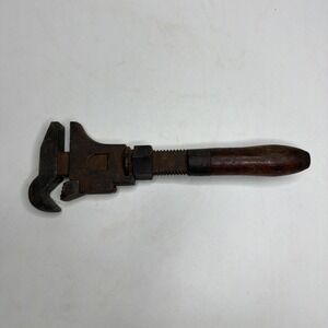 Antique 10" Hawk Bill Double Jaw Adjustable Pipe Monkey Wrench USA Vintage Tool